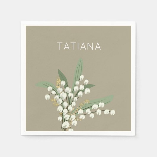 メイリリーオブザバレーブーケフローラ名前をカスタムする スタンダードカクテルナプキン (正面)