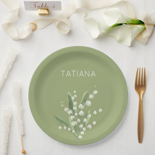 メイリリーオブザバレーブーケフローラ名前をカスタムする ペーパープレート (ウェディング)