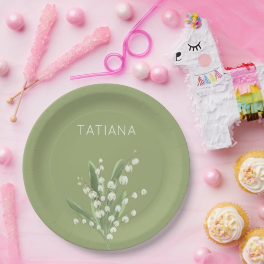 メイリリーオブザバレーブーケフローラ名前をカスタムする ペーパープレート (パーティー)