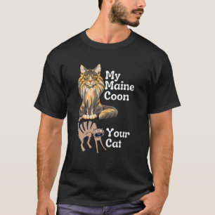 メインおもしろいクーンvs猫   Maine Coon Tシャツ