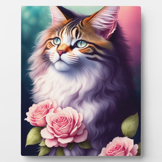 メインかわいらしクーン&フラワーズテーブルトップ フォトプラーク (正面)