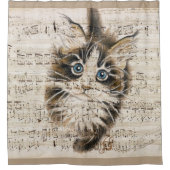 メインのあらいぐまの子猫音楽 シャワーカーテン (正面)