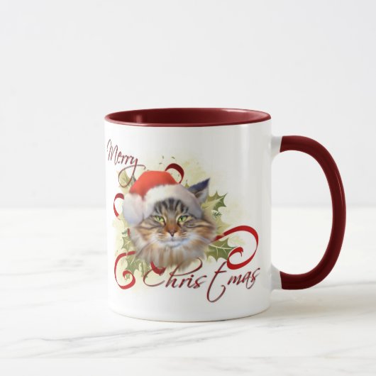 メインのあらいぐま猫のクリスマスのマグ マグカップ (右)