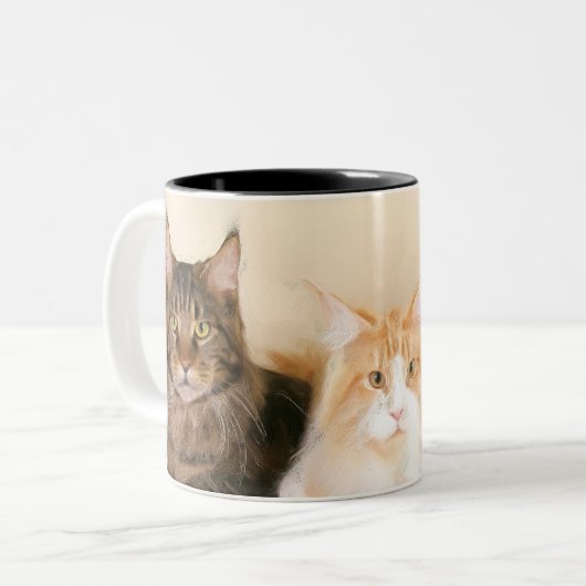 メインのあらいぐま猫のマグ ツートーンマグカップ (正面左)