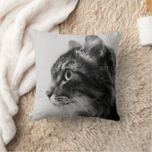 メインのあらいぐま猫の芸術の白黒クッションの枕 クッション (ブランケット)