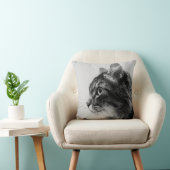 メインのあらいぐま猫の芸術の白黒クッションの枕 クッション (椅子)