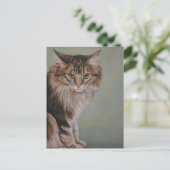 メインのあらいぐま猫の郵便はがき ポストカード (スタンド正面)