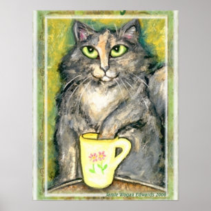 メインのあらいぐま猫を愛する茶 ポスター