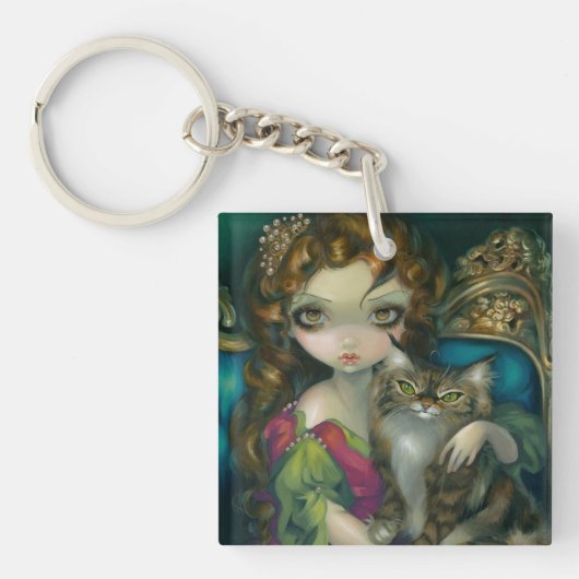 "メインのあらいぐま猫" Keychainを持つプリンセス キーホルダー (正面)