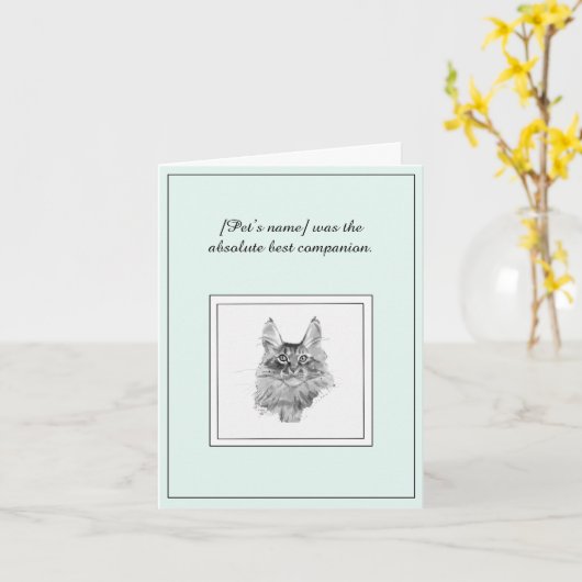 メインのクーンキャットの折り畳みグリーティングカード用悔やみや弔慰 カード (黄色い花)