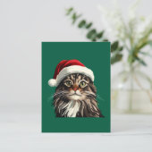 メインのクーン、クリスマス、子ネコ、子猫プレゼント ポストカード (スタンド正面)