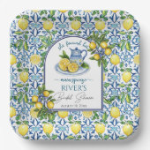 メインのパートナーを見つけた ブライダルシャワーのお知らせ ペーパープレート (正面)