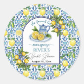 メインのパートナーを見つけた ブライダルシャワーのお知らせ ラウンドシール (正面)