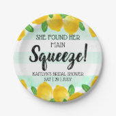 メインのパートナーを見つけた! レモン ブライダル シャワーパーティ ペーパープレート (正面)