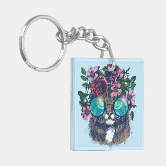 メインのファンシーなあらいぐま キーホルダー (正面左)