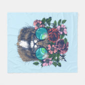 メインのファンシーなあらいぐま フリースブランケット (正面(横))