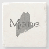 メインのマップのシェイプヴィンテージグレーの黒板と名前 ストーンコースター (正面)