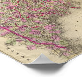 メインのリトグラフ地図 ポスター (角)