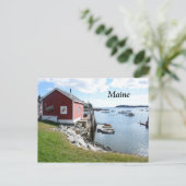 メインのロブスターの掘っ建て小屋そしてボート ポストカード (スタンド正面)