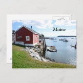 メインのロブスターの掘っ建て小屋そしてボート ポストカード (正面/裏面)