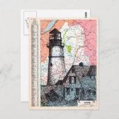 メインの地図アート ポストカード (正面/裏面)