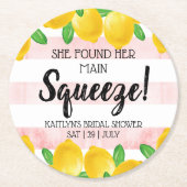メインの恋人 レモン ブライダルシャワーの発見 ラウンドペーパーコースター (正面)