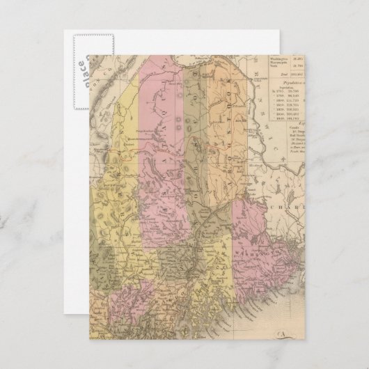 メインの新しい地図 ポストカード (正面/裏面)