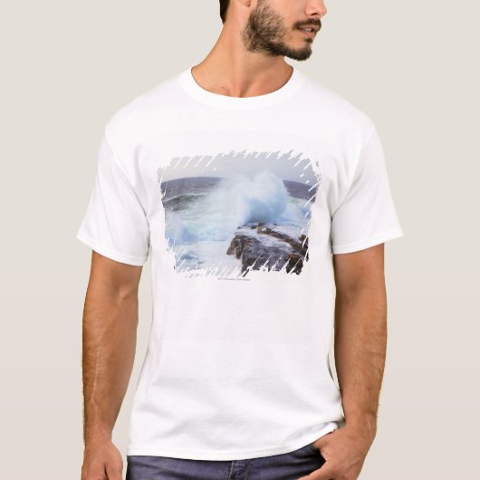 メインの海岸に衝突する大西洋の波 Tシャツ (正面)