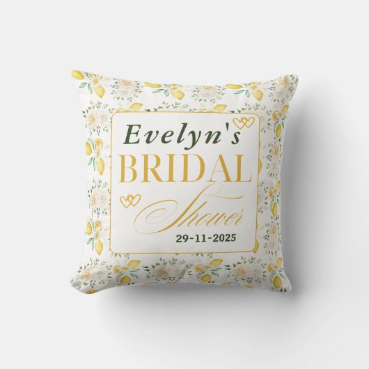 メインの相棒が見つかった！レモンの花嫁シャワー クッション (正面)