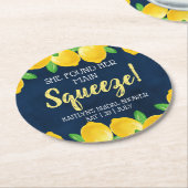 メインの相棒が見つかった！ レモン ブライダルシャワーパーティ ラウンドペーパーコースター (アングル)