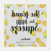 メインの相棒が見つかった！レモン ブライダルシャワー ガラスオーナメント (裏面)