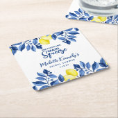 メインの相棒が見つかった！花嫁のシャワー スクエアペーパーコースター (アングル)