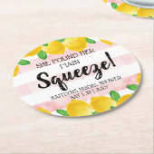 メインの相棒 彼女のレモン ブライダルシャワーを発見 ラウンドペーパーコースター (アングル)