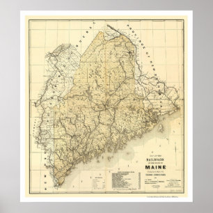 メインの鉄道地図1899年 ポスター