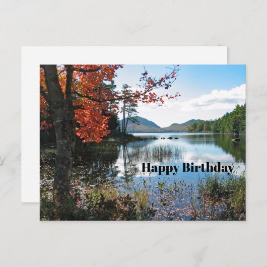 メインアカディアレイクランドスケープフォト誕生日 ポストカード (正面/裏面)