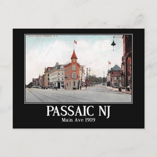 メインアベニューPassaic NJ, 1909ヴィンテージ ポストカード (正面)