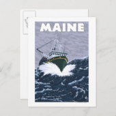 メインカニ魚釣りボートシーン ポストカード (正面/裏面)