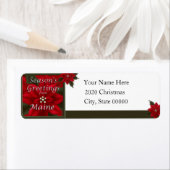 メインクリスマスポインセチア差出人住所ラベル ラベル (インサイチュ)