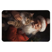 メインクーンとサンタクロースのクリスマス マグネット (横)