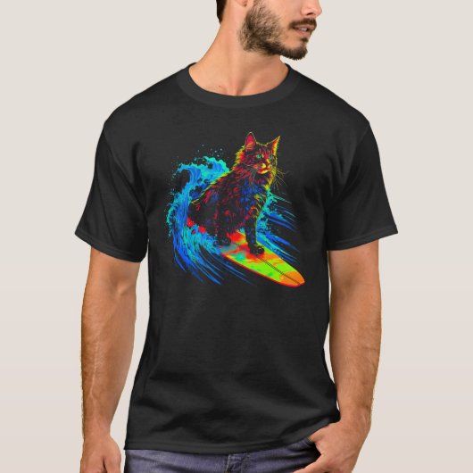 メインクーンのサーフィン Tシャツ (正面)