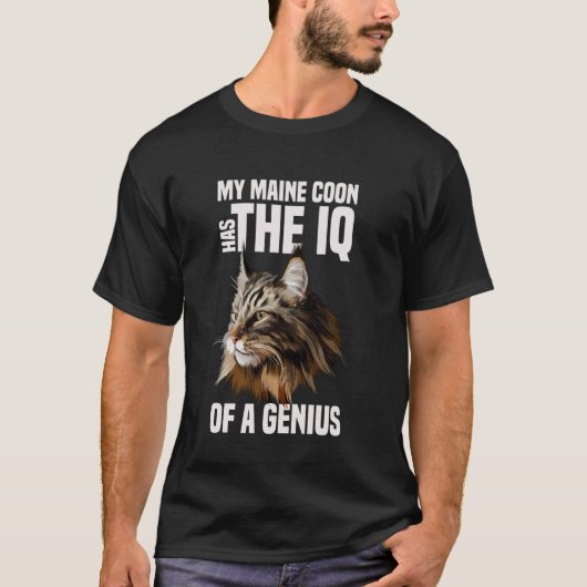 メインクーンの天才猫 Tシャツ (正面)