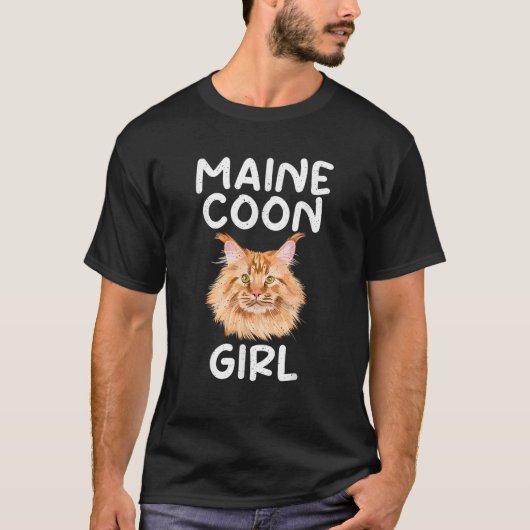 メインクーンの女の子 Tシャツ (正面)