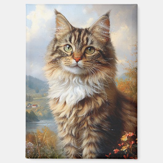 メインクーンの子猫の肖像画 マグネット (正面)