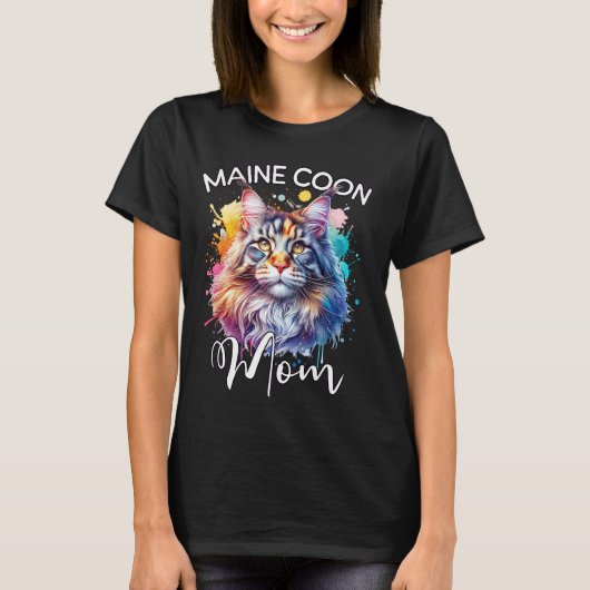 メインクーンの母猫 メインクーンママ Tシャツ (正面)
