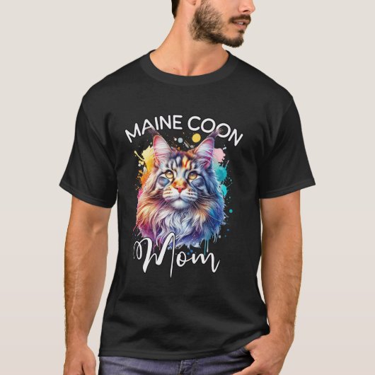 メインクーンの母猫 メインクーン 猫のママ Tシャツ (正面)