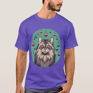 メインクーンの猫のクリスマスオーナメント1 Tシャツ