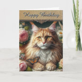メインクーンの猫のビンテージの誕生日は猫好きのためのものです カード (正面)
