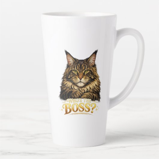 メインクーンの猫のマグカッププリント カフェラテマグ (右)