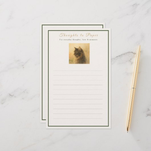 メインクーンの猫のメモ帳「Thoughts to Paper」 便箋 (正面/裏面インサイチュ)