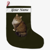メインクーンの猫の肖像画 ラージクリスマスストッキング (正面)
